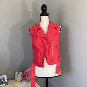 Forever 21 Coral Biker Belt Studded Vest